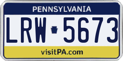 PA license plate LRW5673