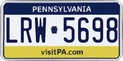 PA license plate LRW5698