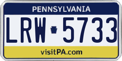 PA license plate LRW5733