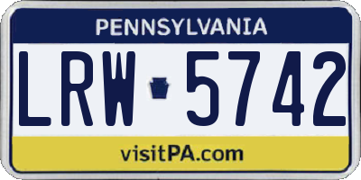 PA license plate LRW5742