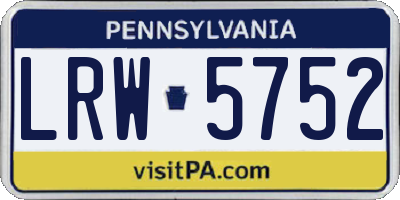 PA license plate LRW5752