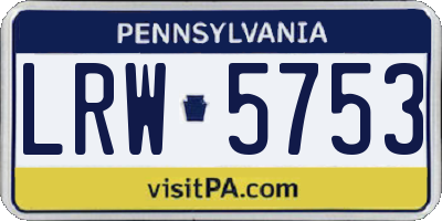 PA license plate LRW5753