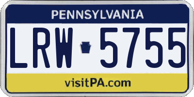PA license plate LRW5755