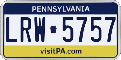 PA license plate LRW5757
