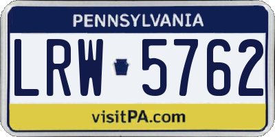 PA license plate LRW5762