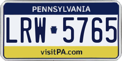PA license plate LRW5765