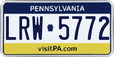 PA license plate LRW5772