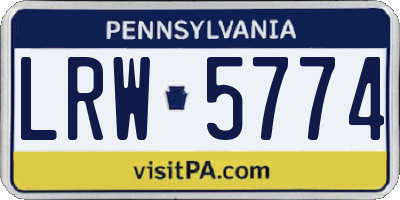 PA license plate LRW5774