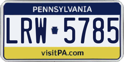 PA license plate LRW5785