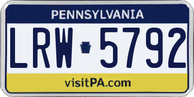 PA license plate LRW5792