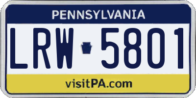 PA license plate LRW5801