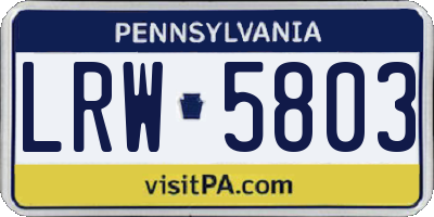 PA license plate LRW5803