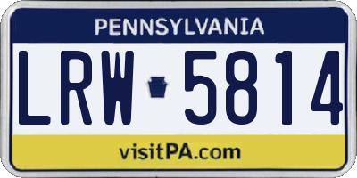 PA license plate LRW5814