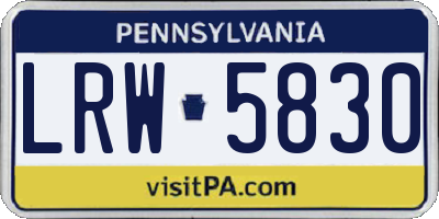 PA license plate LRW5830
