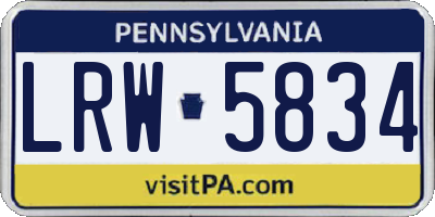 PA license plate LRW5834