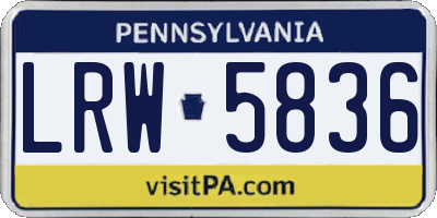 PA license plate LRW5836