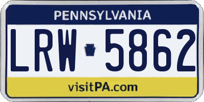 PA license plate LRW5862
