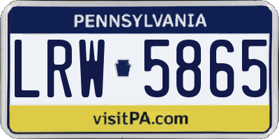 PA license plate LRW5865