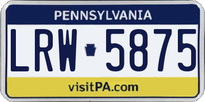PA license plate LRW5875