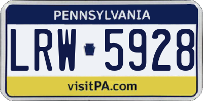 PA license plate LRW5928