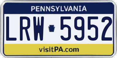 PA license plate LRW5952