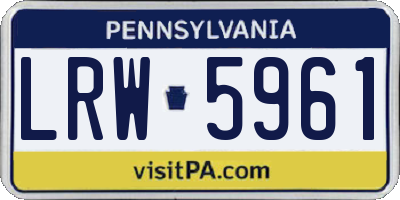 PA license plate LRW5961
