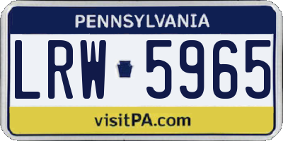 PA license plate LRW5965