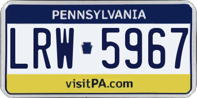 PA license plate LRW5967