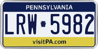 PA license plate LRW5982