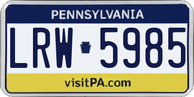PA license plate LRW5985