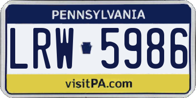 PA license plate LRW5986