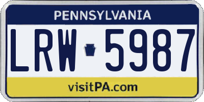 PA license plate LRW5987