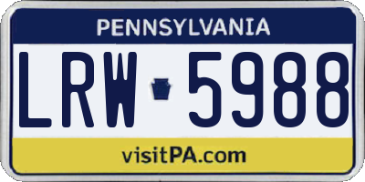 PA license plate LRW5988