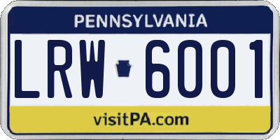 PA license plate LRW6001