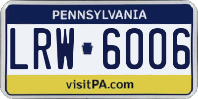 PA license plate LRW6006