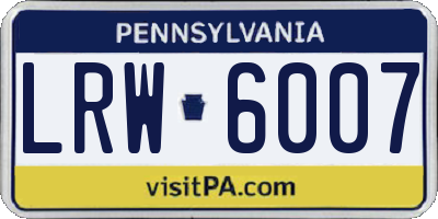 PA license plate LRW6007