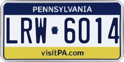 PA license plate LRW6014