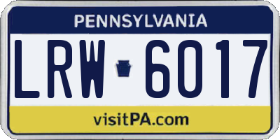 PA license plate LRW6017