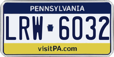 PA license plate LRW6032
