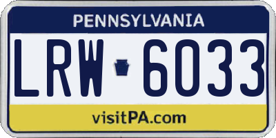 PA license plate LRW6033