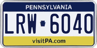 PA license plate LRW6040