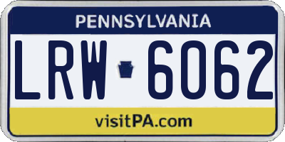 PA license plate LRW6062
