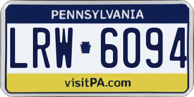 PA license plate LRW6094