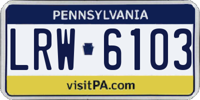 PA license plate LRW6103