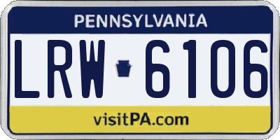 PA license plate LRW6106