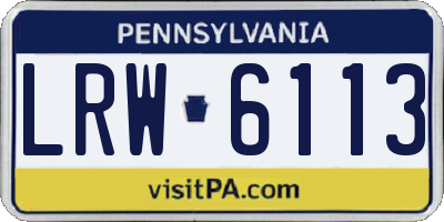PA license plate LRW6113