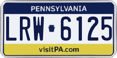 PA license plate LRW6125