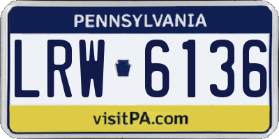 PA license plate LRW6136