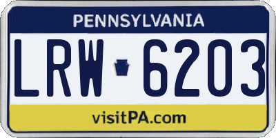 PA license plate LRW6203