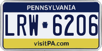 PA license plate LRW6206